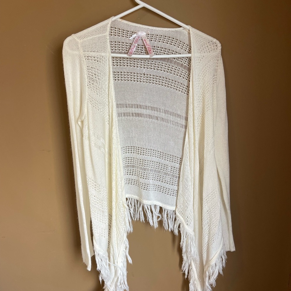 Derek Heart Cream Fringe Cardigan
